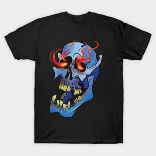 Flaming Blue Skull T-Shirt